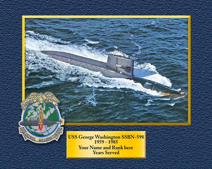 USS George Washington SSBN-598 Custom Personalized 8.5 X 11 Print of US Navy Ships Unique Gift Idea for any Occasions