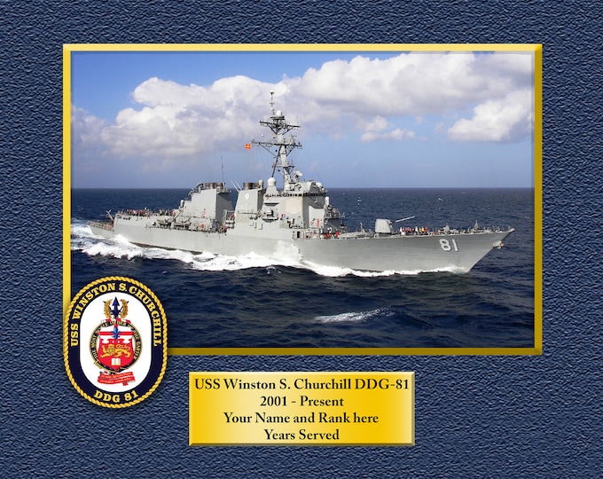 USS Winston S. Churchill DDG 81 Custom Personalized 11 X 14 Print of US Navy Ships Unique Gift Idea for any Occasions