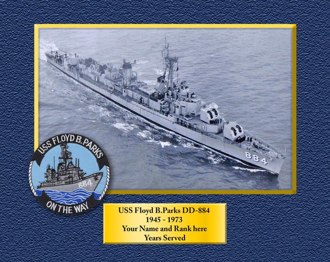 USS Floyd B. Parks DD-884 Custom Personalized 8.5 X 11 Print of US Navy Ships Unique Gift Idea for any Occasions