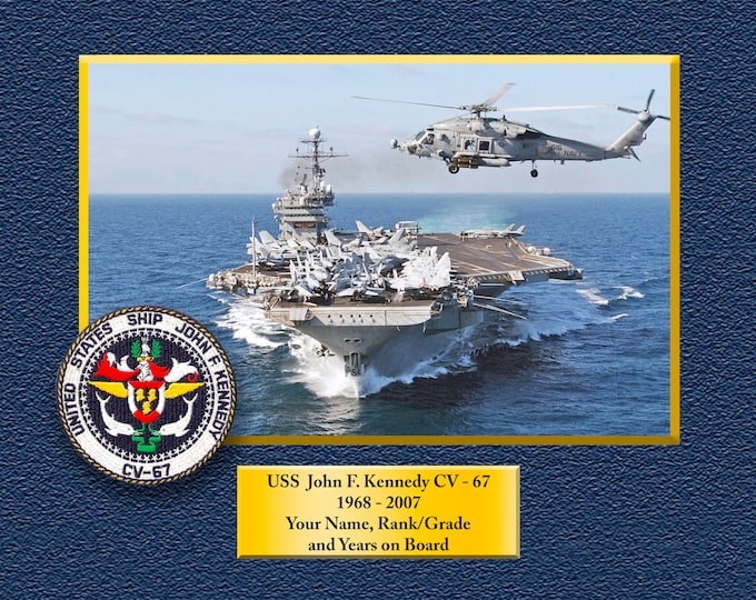 USS John F. Kennedy CV67 Custom Personalized 11.0 X 14.0 Print of US Navy Ships Unique Gift Idea for any Occasions