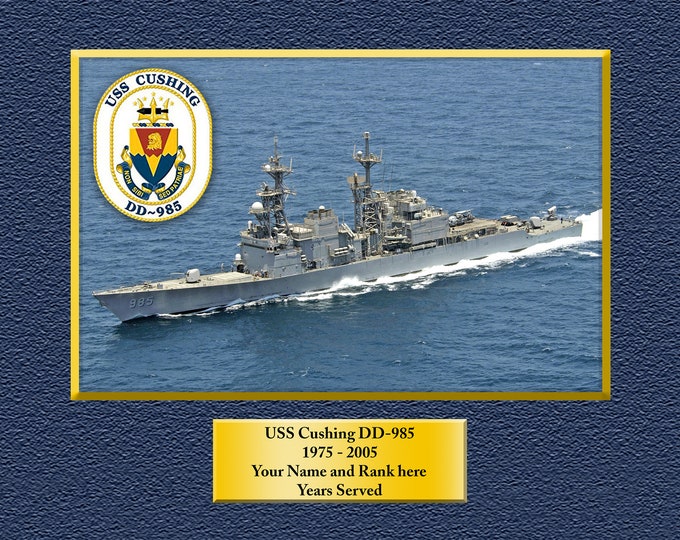 USS Cushing DD 985 Custom Personalized 8.5 X 11 Print of US Navy Ships Unique Gift Idea for any Occasions