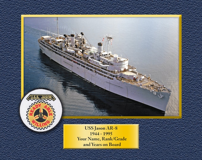 USS Jason AR-8 Custom Personalized 8.5 X 11 Print of US Navy Ships Unique Gift Idea for any Occasions
