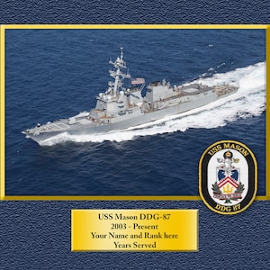 USS Mason DDG-87 Custom Personalized 8.5 X 11 Print of US Navy Ships Unique Gift Idea for any Occasions