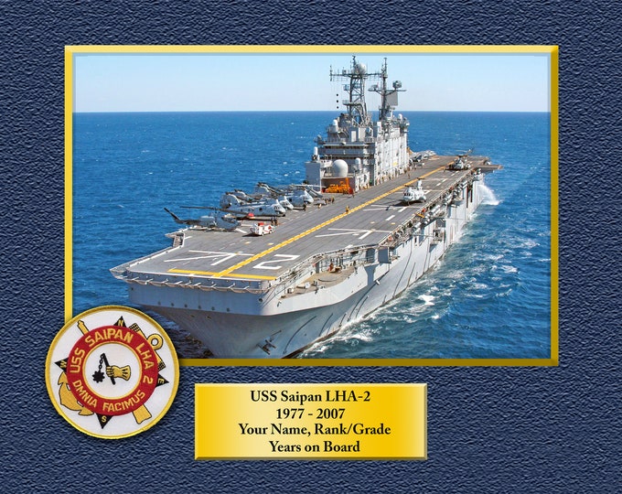 USS SAIPAN LHA2 Custom Personalized 8.5 X 11 Print of US Navy Ships Unique Gift Idea for any Occasions