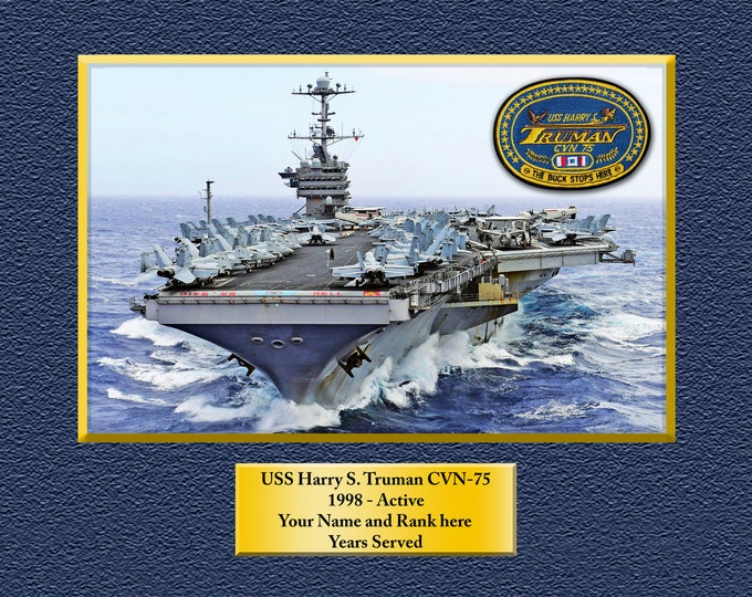 USS Harry S. Truman CVN-75 Custom Personalized 8.5X11, 11X14 or16 X 20 Print on Pro. Paper or Canvas US Navy Ships Unique Gift Idea Gift