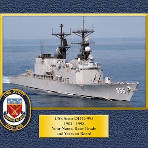 USS SCOTT DDG995 Custom Personalized 8.5 X 11 Print of US Navy Ships Unique Gift Idea for any Occasions