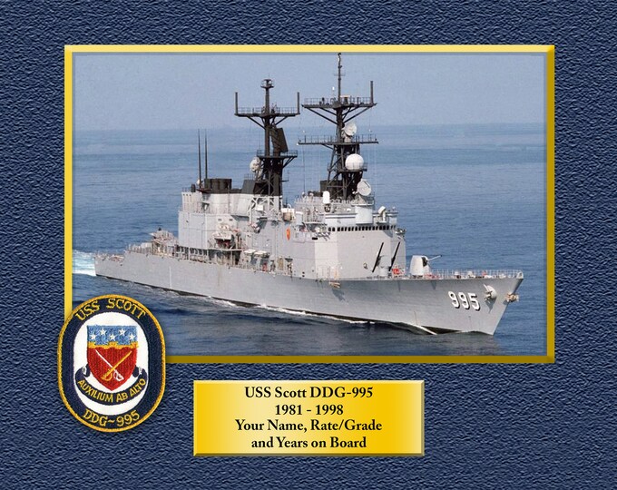 USS SCOTT DDG995 Custom Personalized 8.5 X 11 Print of US Navy Ships Unique Gift Idea for any Occasions