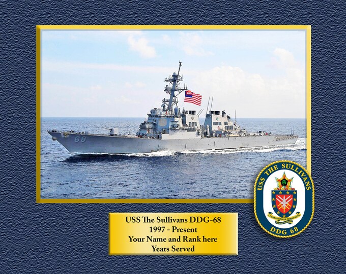 USS The Sullivans DDG-68 Custom Personalized 8.5 X 11 Print of US Navy Ships Unique Gift Idea for any Occasions