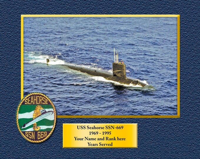 USS SEAHORSE SSN669 Custom Personalized 8.5 X 11 Print of US Navy Ships Unique Gift Idea for any Occasions