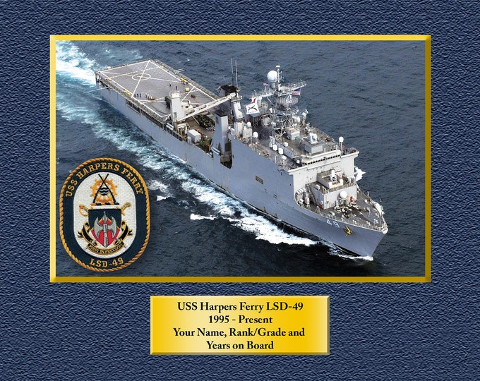 USS Harpers Ferry LSD49 Custom Personalized 8.5 X 11 Print of US Navy Ships Unique Gift Idea for any Occasions