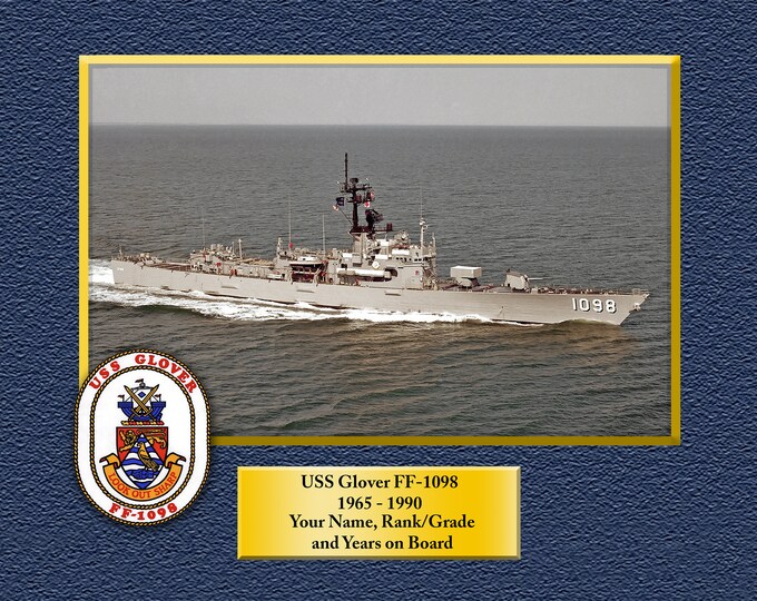 USS Glover FF-1098 Custom Personalized 8.5 X 11 Print of US Navy Ships Unique Gift Idea for any Occasions