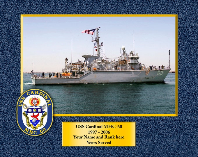 USS Cardinal MHC-60 Custom Personalized 8.5 X 11 Print of US Navy Ships Unique Gift Idea for any Occasions