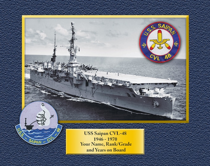 USS Saipan CVL-48 Custom Personalized 8.5 X 11 Print of US Navy Ships Unique Gift Idea for any Occasions