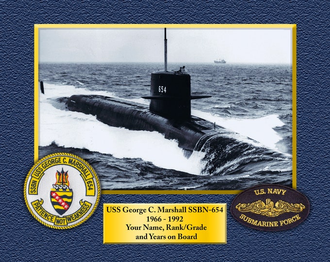 USS George C. Marshall SSBN-654 Custom Personalized 8.5 X 11 Print of US Navy Ships Unique Gift Idea for any Occasions