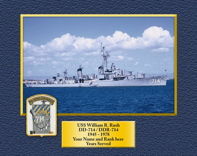 USS William R Rush DD714 Custom Personalized 8.5 X 11 Print of US Navy Ships Unique Gift Idea for any Occasions
