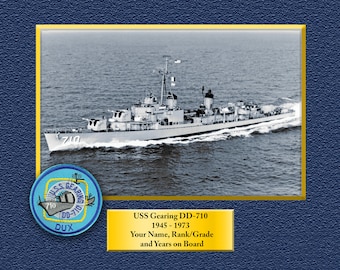 USS Gearing DD-710 Custom Personalized 8.5X11 or 11X14 Print on