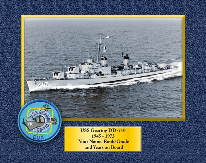 USS Gearing DD-710 Custom Personalized 8.5X11 or 11X14 Print on Pro. Paper or Canvas US Navy Ships Unique Gift Idea for any Occasions