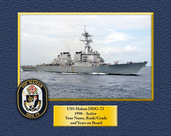 USS Mahan DDG-72 Custom Personalized 8.5 X 11 Print of US Navy Ships Unique Gift Idea for any Occasions