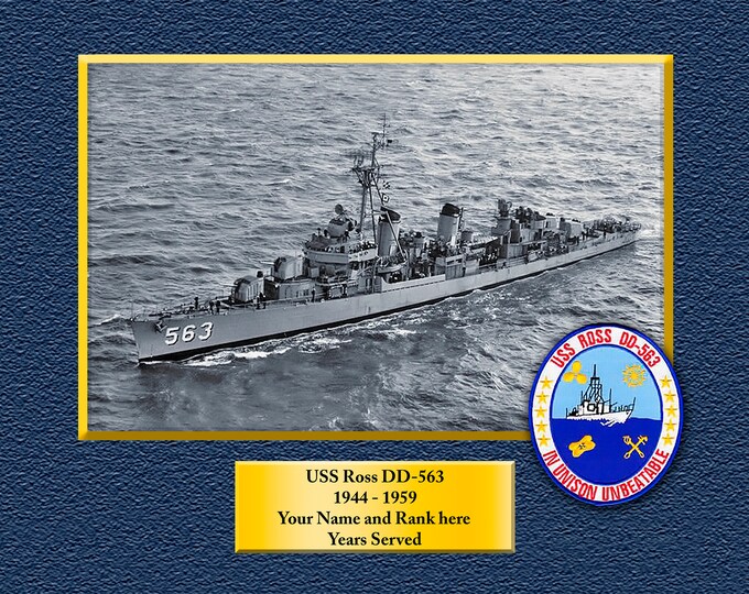 USS ROSS DD563 Custom Personalized 8.5 X 11 Print of US Navy Ships Unique Gift Idea for any Occasions