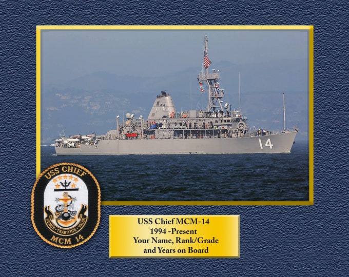 USS Chief MCM-14 Custom Personalized 8.5 X 11 Print of US Navy Ships Unique Gift Idea for any Occasions