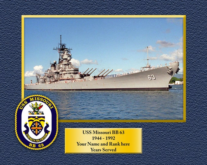 USS MISSOURI BB63 Custom Personalized 8.5 X 11 Print of US Navy Ships Unique Gift Idea for any Occasions