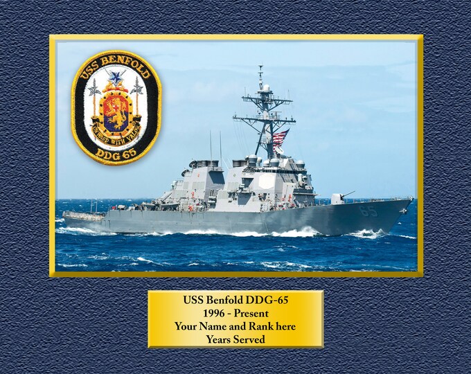 USS BENFOLD DDG65 Custom Personalized 8.5 X 11 Print of US Navy Ships Unique Gift Idea for any Occasions