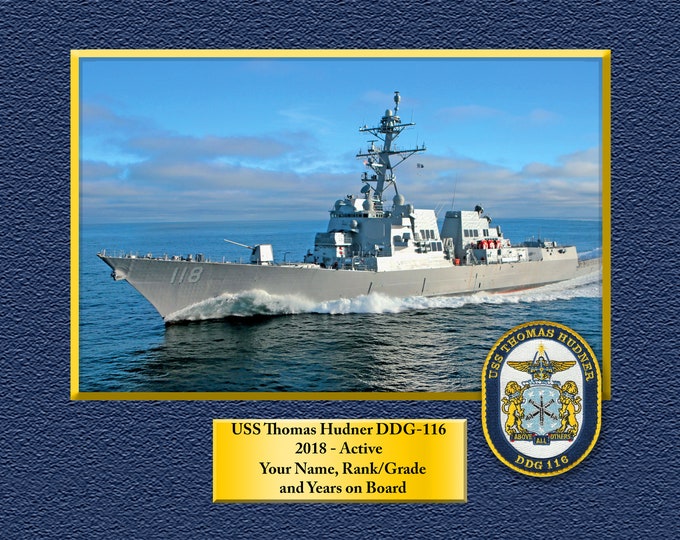 USS Thomas Hudner DDG-116 Custom Personalized 8.5 X 11 Print of US Navy Ships Unique Gift Idea for any Occasions