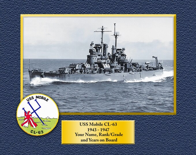 USS Mobile CL-63 Custom Personalized 8.5 X 11 Print of US Navy Ships Unique Gift Idea for any Occasions