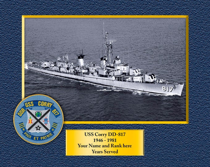 USS Corry DD-817 Custom Personalized 8.5 X 11 Print of US Navy Ships Unique Gift Idea for any Occasions