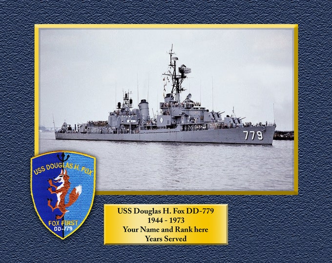 USS Douglas H. Fox DD779 Custom Personalized 8.5 X 11 Print of US Navy Ships Unique Gift Idea for any Occasions