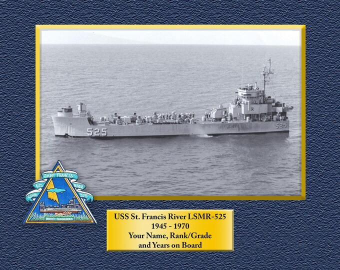 USS St Francis River LSMR525 Custom Personalized 8.5 X 11 Print of US Navy Ships Unique Gift Idea for any Occasions