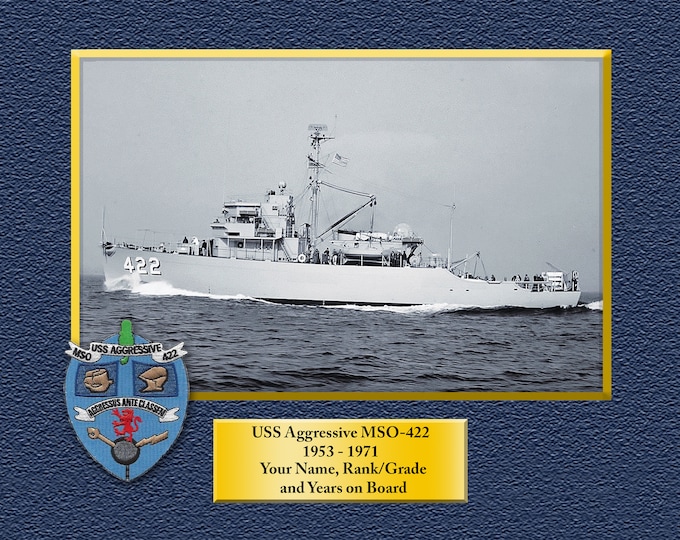 USS Aggressive MSO-422 Custom Personalized 8.5 X 11 Print of US Navy Ships Unique Gift Idea for any Occasions