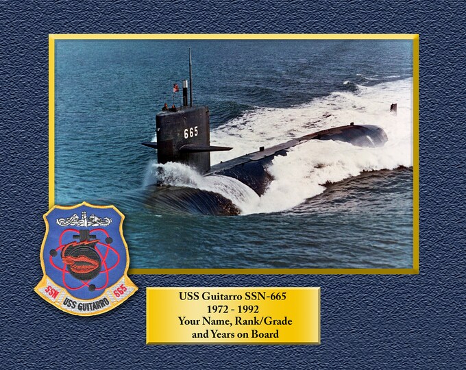 USS Guitarro SSN 665 Custom Personalized 8.5 X 11 Print of US Navy Ships Unique Gift Idea for any Occasions