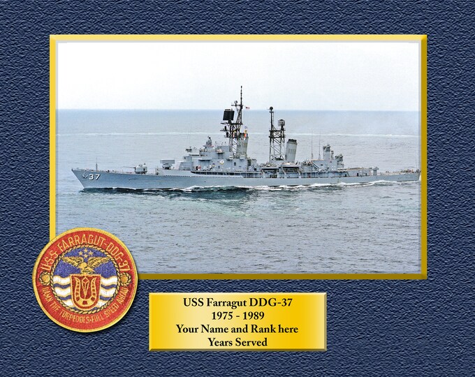 USS Farragut DDG-6 Custom Personalized 8.5 X 11 Print of US Navy Ships Unique Gift Idea for any Occasions