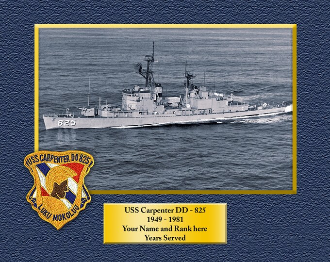 USS CARPENTER DD825 Custom Personalized 8.5 X 11 Print of US Navy Ships Unique Gift Idea for any Occasions