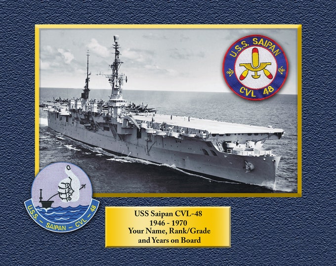 USS Saipan CVL-48 Custom Personalized 8.5 X 11 Print of US Navy Ships Unique Gift Idea for any Occasions