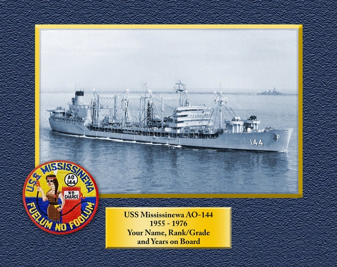 USS MISSISSINEWA AO144 Custom Personalized 8.5 X 11 Print of US Navy Ships Unique Gift Idea for any Occasions