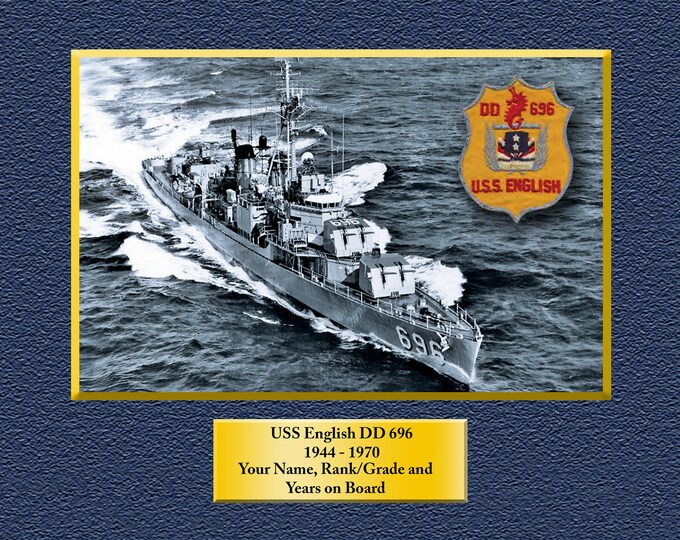USS ENGLISH DD696   Custom Personalized 8.5 X 11 Print of US Navy Ships Unique Gift Idea for any Occasions