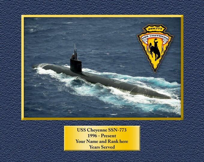 USS Cheyenne SSN-773 Custom Personalized 8.5 X 11 Print of US Navy Ships Unique Gift Idea for any Occasions