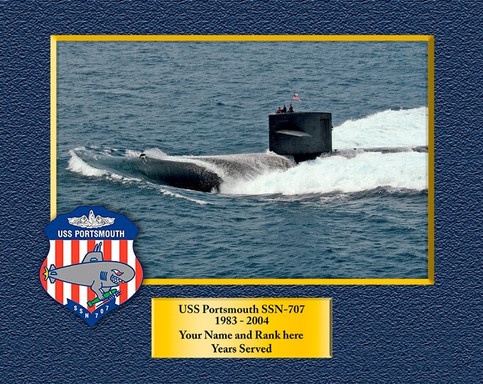 USS Portsmouth SSN 707 Custom Personalized 8.5 X 11 Print of US Navy Ships Unique Gift Idea for any Occasions
