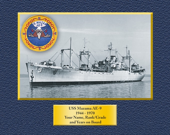 USS MAZAMA AE9 Custom Personalized 8.5 X 11 Print of US Navy Ships Unique Gift Idea for any Occasions