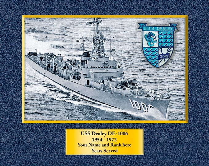 USS Dealey DE-1006 Custom Personalized 8.5 X 11 Print of US Navy Ships Unique Gift Idea for any Occasions