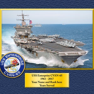 USS Enterprise CVAN-65 Custom Personalized 8.5X11, 11X14 or16 X 20 Print on Pro. Paper or Canvas US Navy Ships Unique Gift Idea