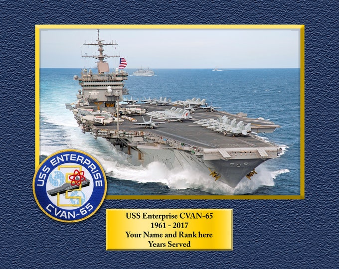 USS Enterprise CVAN-65 Custom Personalized 8.5X11, 11X14 or16 X 20 Print on Pro. Paper or Canvas US Navy Ships Unique Gift Idea