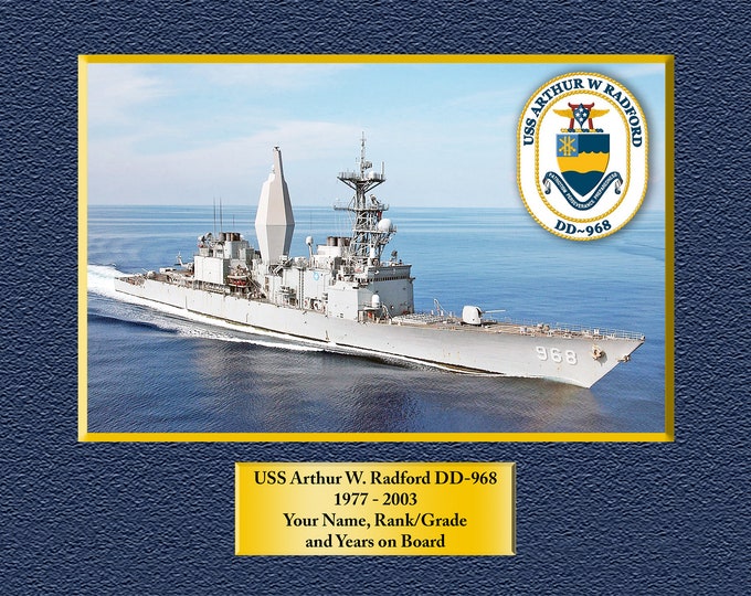 USS Arthur  Radford DD-968 Custom Personalized 8.5 X 11 Print of US Navy Ships Unique Gift Idea for any Occasions