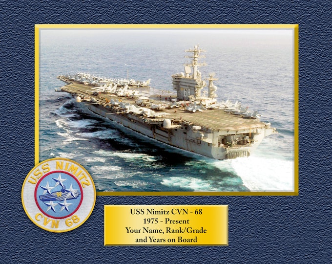 USS NIMITZ CVN68 Custom Personalized 8.5X11 or 11X14 Print on Pro Paper or Exhibition Canvas of US Navy Ships Unique Gift Idea any Occasions