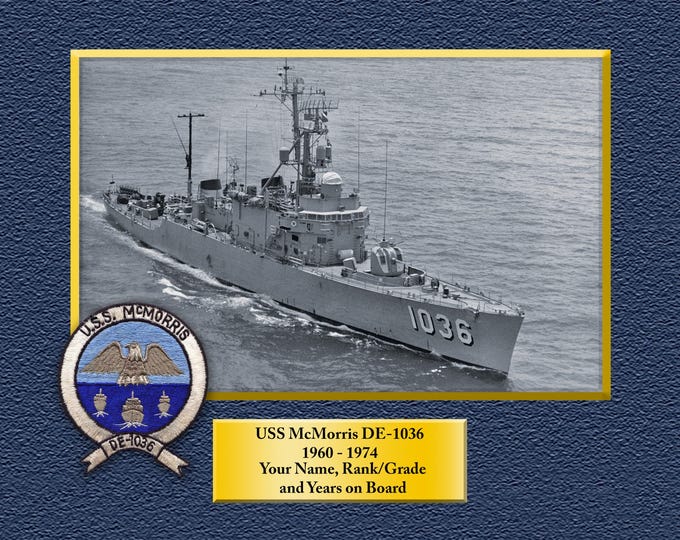 USS McMorris DE-1036 Custom Personalized 8.5 X 11 Print of US Navy Ships Unique Gift Idea for any Occasions