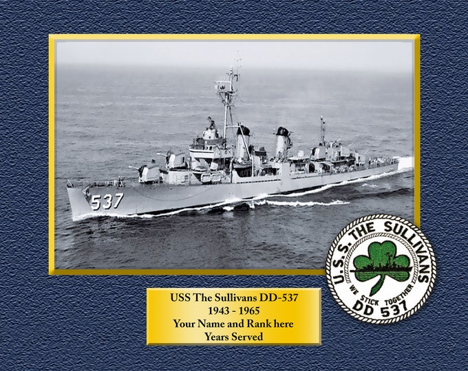 USS The Sullivans DD537 Custom Personalized 8.5 X 11 Print of US Navy Ships Unique Gift Idea for any Occasions