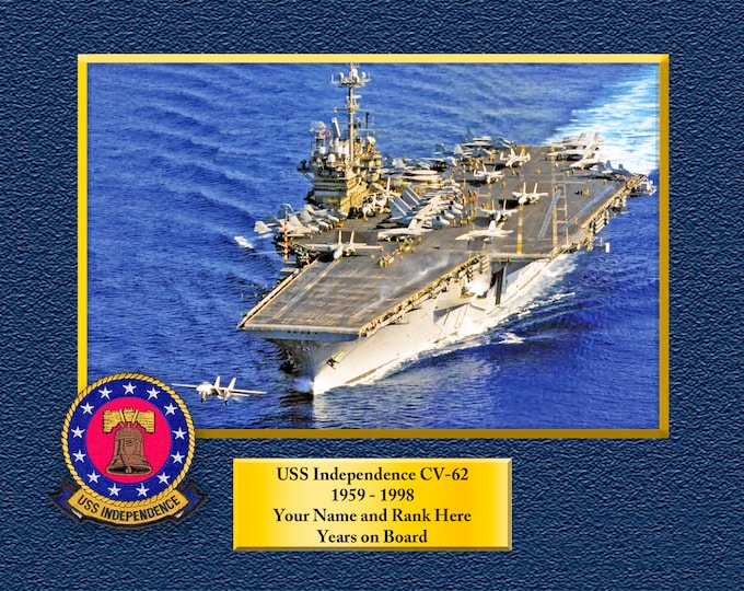 USS Independence CV-62 Custom Personalized 8.5X11 or 11X14 Print on Pro. Paper or Canvas US Navy Ships Unique Gift Idea for any Occasions
