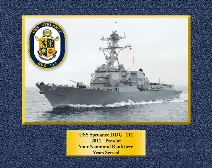 USS Spruance DDG 111 Custom Personalized 8.5 X 11 Print of US Navy Ships Unique Gift Idea for any Occasions